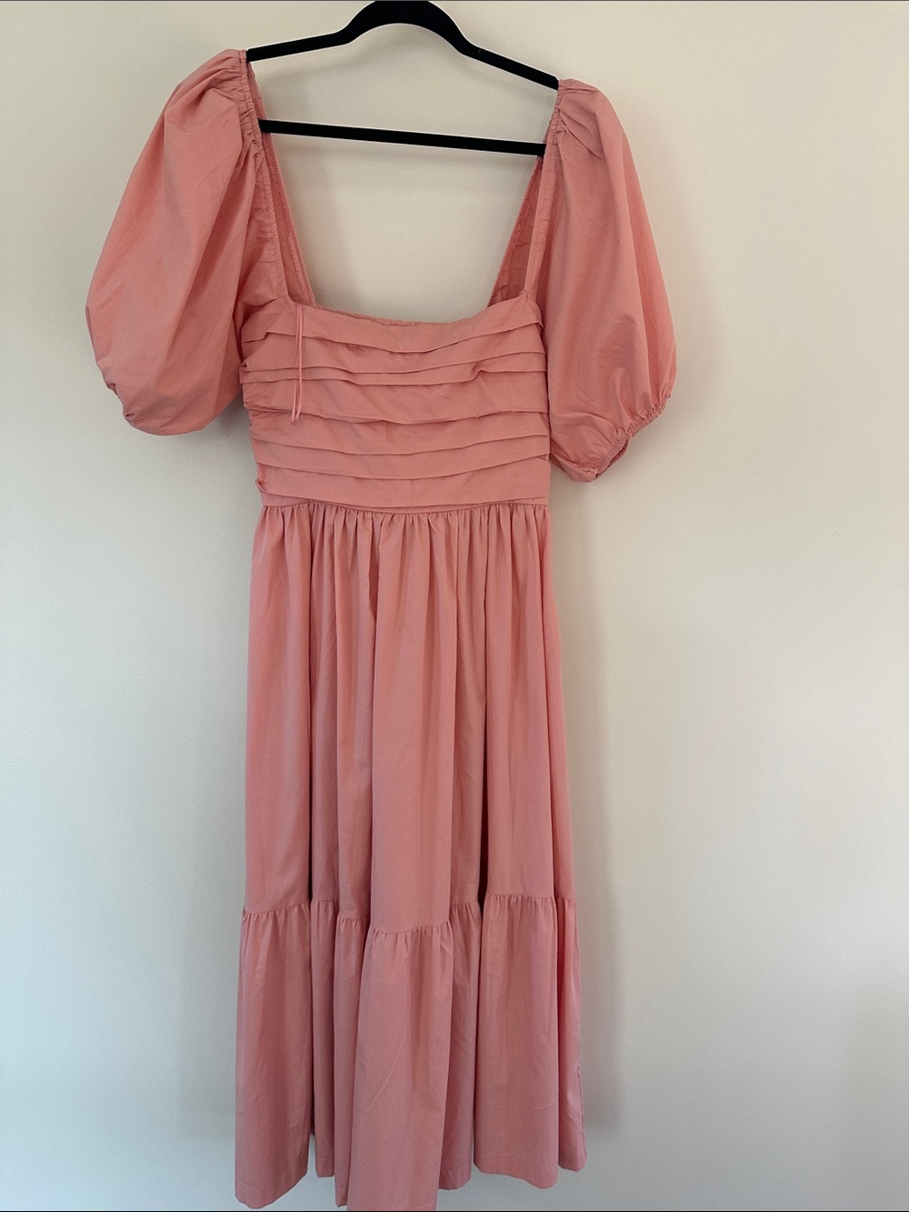 Abercrombie & Fitch Dusty Pink Puff-Sleeve Midi Dress